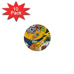 Astronaut Moon Monsters Spaceship Universe Space Cosmos 1  Mini Buttons (10 Pack)  by Maspions