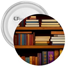 Book Nook Books Bookshelves Comfortable Cozy Literature Library Study Reading Room Fiction Entertain 3  Buttons by Maspions