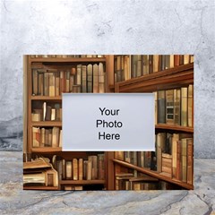 Room Interior Library Books Bookshelves Reading Literature Study Fiction Old Manor Book Nook Reading White Tabletop Photo Frame 4 x6  by Grandong