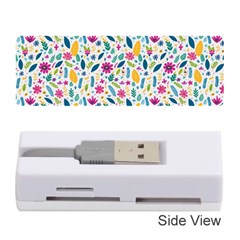 Background Pattern Leaves Pink Flowers Spring Yellow Leaves Memory Card Reader (stick) by Maspions