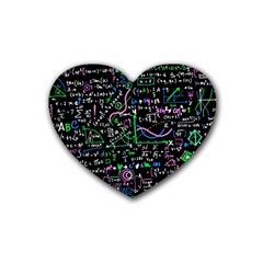 Math Linear Mathematics Education Circle Background Rubber Heart Coaster (4 Pack) by Apen