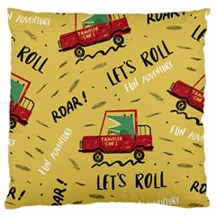 Childish Seamless Pattern With Dino Driver Large Premium Plush Fleece Cushion Case (two Sides) by Apen
