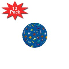 Space Rocket Solar System Pattern 1  Mini Buttons (10 Pack)  by Apen