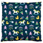Cute Babies Toys Seamless Pattern Large Premium Plush Fleece Cushion Case (Two Sides) Front