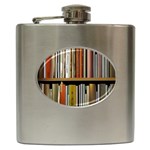 Book Nook Books Bookshelves Comfortable Cozy Literature Library Study Reading Reader Reading Nook Ro Hip Flask (6 oz) Front