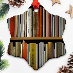 Book Nook Books Bookshelves Comfortable Cozy Literature Library Study Reading Reader Reading Nook Ro Snowflake Ornament (two Sides) by Maspions