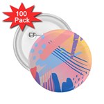 Abstract Lines Dots Pattern Purple Pink Blue 2.25  Buttons (100 pack)  Front
