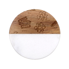 Pasta Mie Spageti Rigatoni Lasagna Classic Marble Wood Coaster (round)  by Askadina