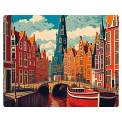 London England Bridge Europe Buildings Architecture Vintage Retro Town City Two Sides Premium Plush Fleece Blanket (teen Size) by Maspions