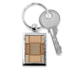 Wooden Wickerwork Texture Square Pattern Key Chain (rectangle) by Maspions