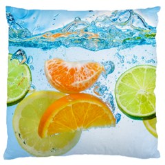 Fruits, Fruit, Lemon, Lime, Mandarin, Water, Orange Large Cushion Case (two Sides) by nateshop