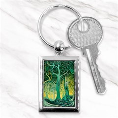 Trees Forest Mystical Forest Nature Junk Journal Scrapbooking Background Landscape Key Chain (rectangle) by Maspions
