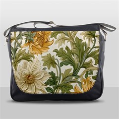 Flower Floral Pattern Floral Digital Paper Spring Flora Botanical Blossom Bloom Vintage Messenger Bag by Maspions