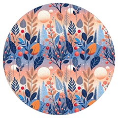 Seasons Foliage Branches Berries Seamless Background Texture Nature Round Trivet by Maspions