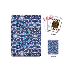 Islamic Ornament Texture, Texture With Stars, Blue Ornament Texture Playing Cards Single Design (mini) by nateshop