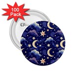 Night Moon Seamless Background Stars Sky Clouds Texture Pattern 2.25  Buttons (100 pack)  Front