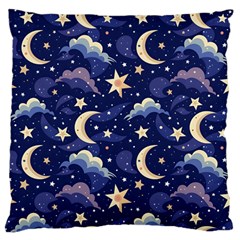 Night Moon Seamless Background Stars Sky Clouds Texture Pattern Standard Premium Plush Fleece Cushion Case (one Side) by Maspions