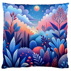 Nature Night Bushes Flowers Leaves Clouds Landscape Berries Story Fantasy Wallpaper Background Sampl Standard Premium Plush Fleece Cushion Case (one Side) by Maspions