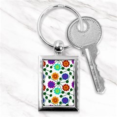 Bloom Plant Flowering Pattern Key Chain (rectangle) by Maspions