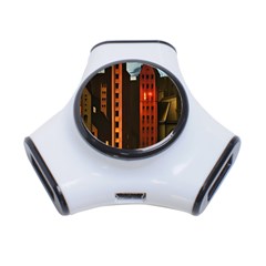Sci-fi Futuristic Science Fiction City Neon Scene Artistic Technology Machine Fantasy Gothic Town Bu 3-port Usb Hub by Posterlux