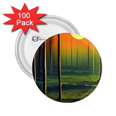 Outdoors Night Moon Full Moon Trees Setting Scene Forest Woods Light Moonlight Nature Wilderness Lan 2 25  Buttons (100 Pack)  by Posterlux