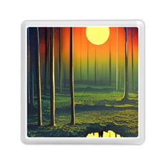 Outdoors Night Moon Full Moon Trees Setting Scene Forest Woods Light Moonlight Nature Wilderness Lan Memory Card Reader (square) by Posterlux