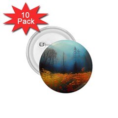 Wildflowers Field Outdoors Clouds Trees Cover Art Storm Mysterious Dream Landscape 1 75  Buttons (10 Pack) by Posterlux