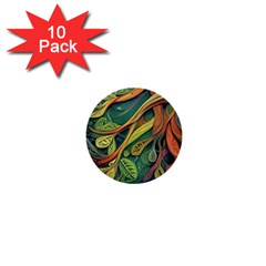 Outdoors Night Setting Scene Forest Woods Light Moonlight Nature Wilderness Leaves Branches Abstract 1  Mini Buttons (10 Pack)  by Posterlux