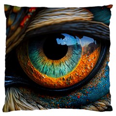 Eye Bird Feathers Vibrant Standard Premium Plush Fleece Cushion Case (two Sides) by Hannah976