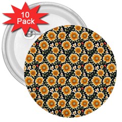 Flower 120424 3  Buttons (10 Pack)  by zappwaits
