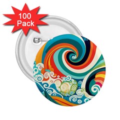 Waves Ocean Sea Abstract Whimsical 2 25  Buttons (100 Pack)  by Maspions