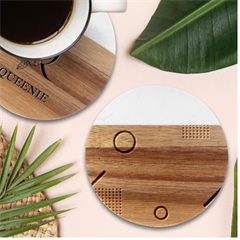 Colorful Labstract Wallpaper Theme Marble Wood Coaster (round) by Apen