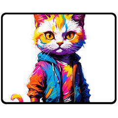 Wild Cat Fleece Blanket (medium) by Sosodesigns19