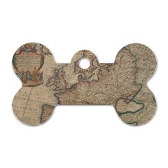 Old Vintage Classic Map Of Europe Dog Tag Bone (one Side) by Paksenen