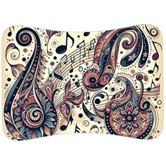 Paisley Print Musical Notes8 Velour Seat Head Rest Cushion by RiverRootz