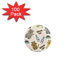 Happy Cats Pattern Background 1  Mini Magnets (100 pack)  Front