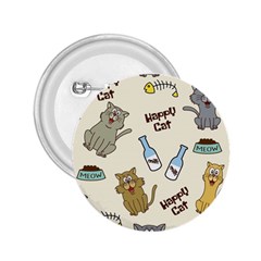 Happy Cats Pattern Background 2 25  Buttons by Grandong