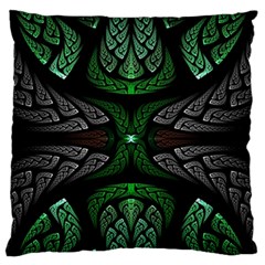 Fractal Green Black 3d Art Floral Pattern Standard Premium Plush Fleece Cushion Case (two Sides) by Cemarart