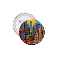 City New York Nyc Skyscraper Skyline Downtown Night Business Urban Travel Landmark Building Architec 1 75  Buttons by Posterlux