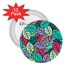 Pattern Leaves Background Nature 2 25  Buttons (10 Pack)  by Proyonanggan