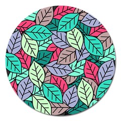 Pattern Leaves Background Nature Magnet 5  (round) by Proyonanggan