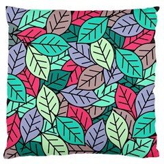 Pattern Leaves Background Nature Large Premium Plush Fleece Cushion Case (two Sides) by Proyonanggan