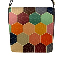 Abstract Hex Hexagon Grid Pattern Honeycomb Flap Closure Messenger Bag (l) by Proyonanggan