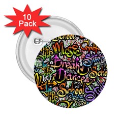 Graffiti Word Seamless Pattern 2 25  Buttons (10 Pack)  by Bedest