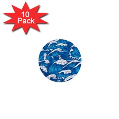 Storm Waves Seamless Pattern Raging Ocean Water Sea Wave Vintage Japanese Storms Print Illustration 1  Mini Buttons (10 Pack)  by Ket1n9