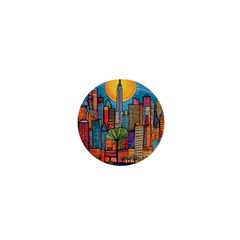 City New York Nyc Skyscraper Skyline Downtown Night Business Urban Travel Landmark Building Architec 1  Mini Magnets by Posterlux