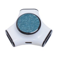 White And Blue Brick Wall 3-port Usb Hub by Azkajaya