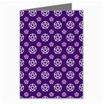 White pentacle and purple pattern Greeting Card Left