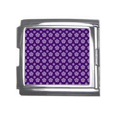 White Pentacle And Purple Pattern Mega Link Italian Charm (18mm) by cheekywitch