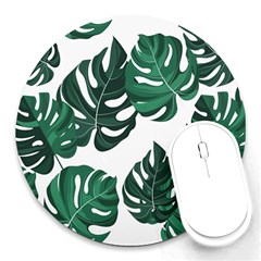 Illustrations Monstera Leafes Round Mousepad by anzea